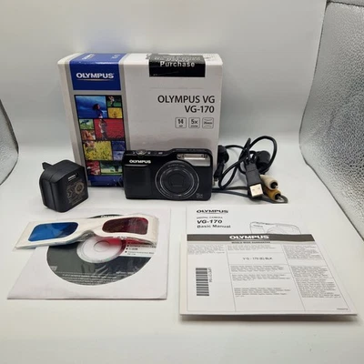 Olympus VG-170 Camera 14MP Digital Compact CCD Sensor Digicam Tested Black Boxed - Image 1 of 4