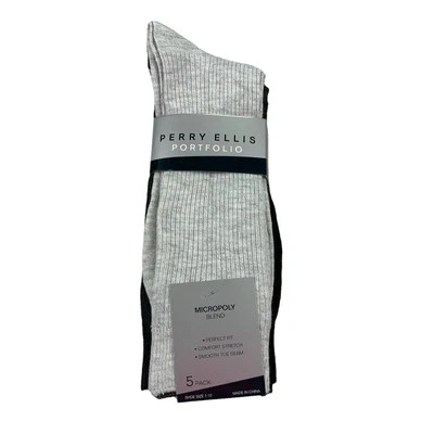 Paquete de 5 calcetines acanalados multicolores Perry Ellis para hombre 7-12 Foto 1 de 3