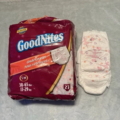 GoodNites S-M Pañales Pull Up 38-65lbs RARO Bailarina Calzoncillos 18 Total Abiertos Foto 1 de 4