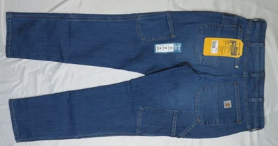 CARHARTT 女式牛仔裤 10 短蓝色牛仔宽松 BD5110-W 硬度双前襟新品 — 第 1/4 张图片