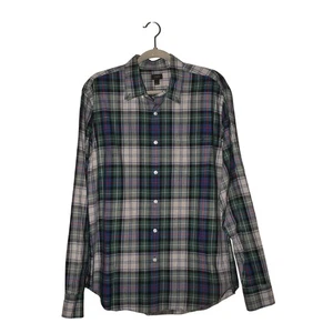 Camisa J.CREW $78 verde azul a cuadros ligera con botones para hombre grande - Imagen 1 de 4