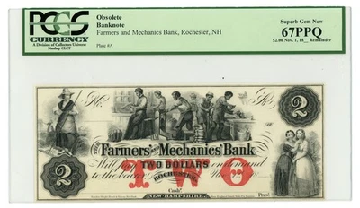 18__ Farmers and Mechanics Bank Rochester NH PCGS 67PPQ (L6062) - Image 1 of 2