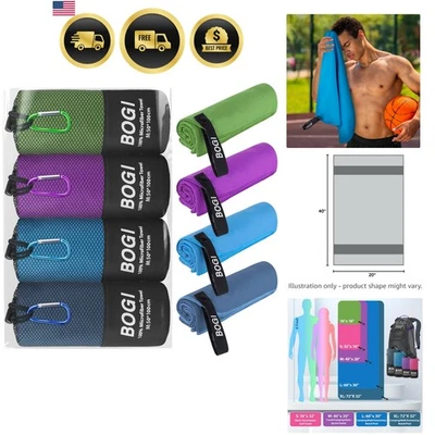 Paquete de 4 toallas de viaje de microfibra de secado rápido suaves ligeras camping playa gimnasio Foto 1 de 4