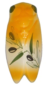 VTG MCM CICADA WALL POCKET YELLOW APPROX 5"x 2" CERAMIC KITCHEN KITSCH - Picture 1 of 9