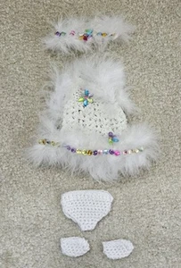 Gehäkelte Puppe Kleid Schuhe und Stirnband Handarbeit passt 7 Zoll Ginny Puppe *AUSGABEN* - Bild 1 von 8