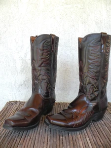 Laredo Leather Made In USA Western Brown Cowboy Boots Men's Size 9 D - Picture 1 of 6