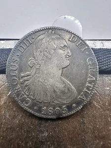 1805 Mexico Spanish Colonial 8 Reales Large Silver Coin Charles III #7269 - Picture 1 of 10