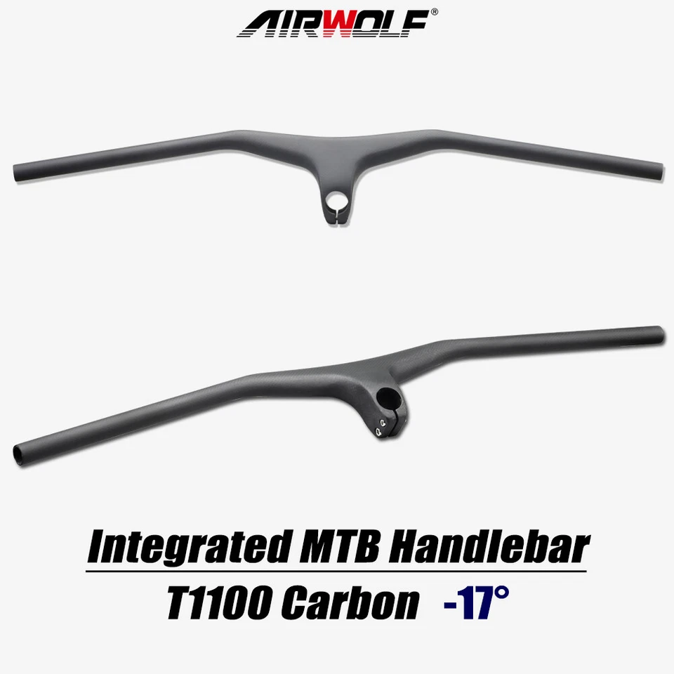 Airwolf T1100 углерода интегрированный MTB руль -17 ° 3K горный велосипед XC плоский бар - Изображение 1 из 4
