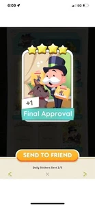 New listing1 x Final Approval Monopoly Go 4 Star Rare Sticker (INSTANT SEND)