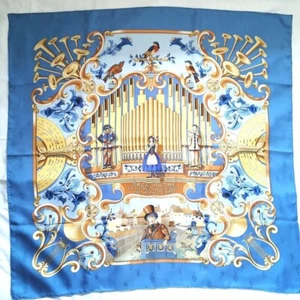 HERMES Carre 90 Orgauphone Et Autres Mecaniques Silk Scarf Blue Jacquard - Picture 1 of 12