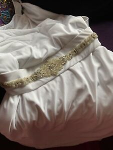 Spectacular Igigi white maxi dress sleeveless gold jewelled belt US22/24 UK26