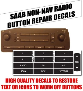 2003-2012 SAAB RADIO ESTÉREO SIN NAVEGACIÓN BOTÓN DE CONTROL CALCOMANÍAS JUEGO DE REPARACIÓN 12804425 - Imagen 1 de 1