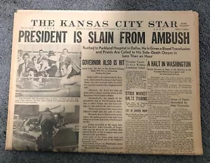 1963 Kansas City Star display titolo giornale presidente Kennedy ucciso - Foto 1 di 3