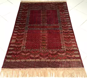 Russi Tekke Turkmen Teppich Hatschlu Alte Rot Handgeknüpft Russia Rug Carpet - Bild 1 von 17