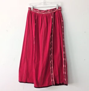Guatemalan Vintage Handwoven Cotton Corte/Skirt Wrap Style Red Ikat Artisan Boho - Picture 1 of 9