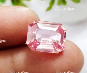 Loose Certified 10 Ct Natural Light Pink Morganite Emerald Shape Gemstone - Picture 1 of 8
