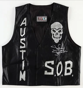 STONE COLD STEVE AUSTIN SIGNED AUTOGRAPH 3:16 S.O.B. VEST WWF WWE BECKETT HOLO - Picture 1 of 3