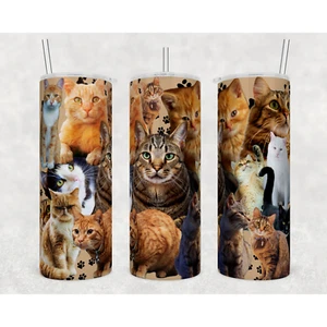 CATS Cat Kitties Stainless Steel Custom 20oz Tumbler W/ Lid & Straw Drinkware - Picture 1 of 2