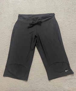 Nike Pants Girl's Large Black Swoosh Relaxed Cropped Straight Youth 32x18 - Picture 1 of 10