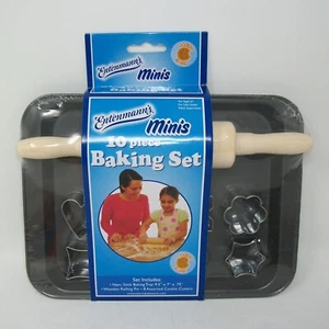 Entenmann’s Minis 10 Piece Baking Set Kid Size Cookie Cutters Rolling Pin Pan - Picture 1 of 18