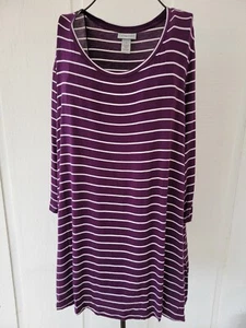 Catherines 2X Top lila gestreift T-Shirt Bluse Tee weich dehnbar Pflaume Übergröße - Bild 1 von 7
