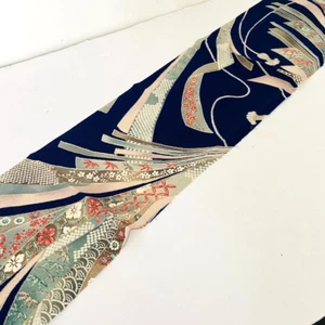 Ribbon of Hope #C 7x56 Vintage Seide Chirimen japanischer Kimono Stoff CH65 - Bild 1 von 8