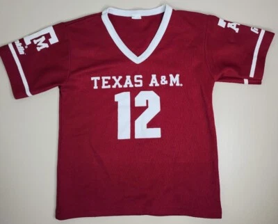 Camiseta de Colección Franklin Texas A&M #12 Cuello en V Mediana Juvenil (¿Mujeres Pequeña?) Rojo usado en excelente estado Foto 1 de 4