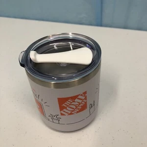 “The Home Depot” White Stainless Steel Traveling Coffee Tea Mug Cup 12 Oz - Picture 1 of 3