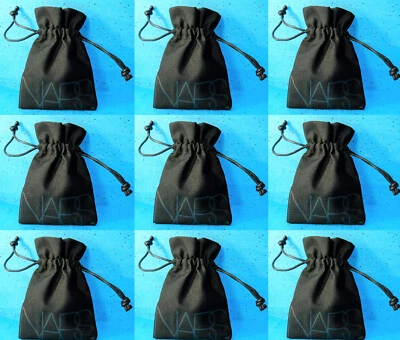 9x Bolsa de Maquiagem NARS Preta Pano de Lona de Algodão Pequena com Cordão ~Logotipo Preto - Imagem 1 de 4