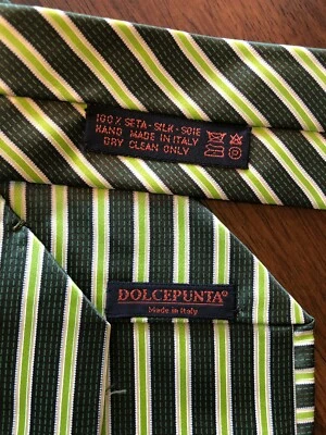 100% SEDA ITALIANA VARIOS VERDES RAYAS DOLCEPUNTA HOMBRE CLÁSICO CORBATA IMPECABLE Foto 1 de 3