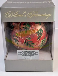 Dillards Trimmings Italian Blown Glass Hand Painted Christmas Ornament 4” NIB  - Picture 1 of 11