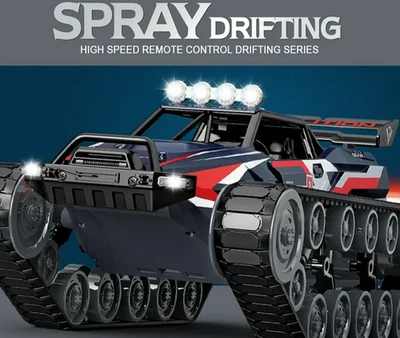 RC Tank Alloy 1:12 Spray Function Crawler Drift Tank Off-Road 360° Rotation RED - Image 1 of 4