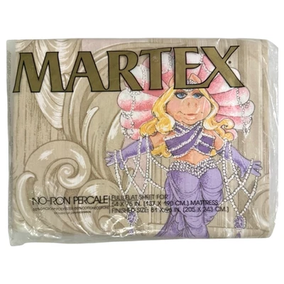 Hoja Martex Vintage Hoja Plana Completa Miss Piggy Pig Follies Muppets Sellada Nueva de Lote Antiguo Foto 1 de 4