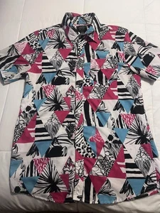 Bleecker & Mercer Button Down Hawaiian Shirt White Men's Sz Small 80s tropical - Picture 1 of 6