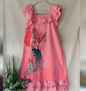 Disney Store Princess The Little Mermaid Ariel Girls Coral Nightgown Size 7/8 - Picture 1 of 6