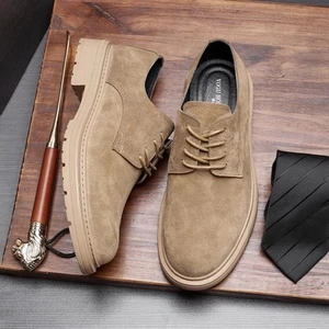 Hombres Zapatos Informales Retro Transpirables Con Cordones Ropa de Trabajo Zapatos Cuero Punta Redonda Zapatos - Imagen 1 de 16