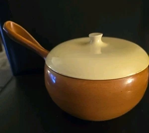 RUSSEL WRIGHT Iroquois Casual Cookware Sauce Pan Pot Brown Ripe Apricot W/ Lid - Picture 1 of 7