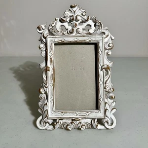 White Picture Frame Photo 4x6 Ornate Shabby Chic Cozy Country Cottage Vintage - Picture 1 of 16