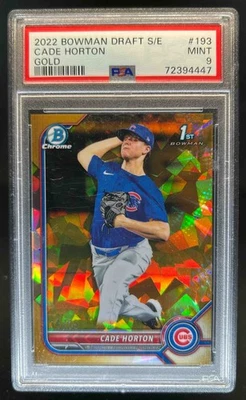 Bowman Draft Sapphire Cade Horton 2022 refractor cromado dorado 1er #/15 PSA 9 Foto 1 de 2