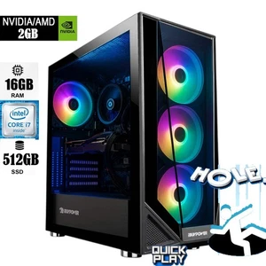 Gaming Desktop Computer PC ARGB Intel i7 16GB RAM 512GB SSD 2GB GPU Win11 - Picture 1 of 11
