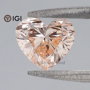 1.04 CT IGI Certified Heart Fancy Intense Orange Pink VVS2 Clarity Lab Diamond - Picture 1 of 9