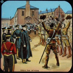 Glass Magic Lantern Slide THE BOER WAR OF 1900 NO22 C1900 DRAWING SOLDIERS - Picture 1 of 2