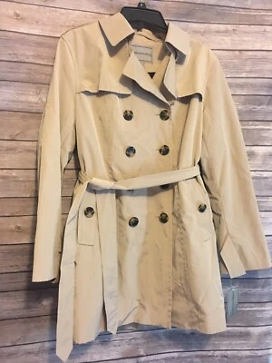 London Towne Feminino Tamanho Pequeno Grande Casaco de Chuva Forrado Cinto de Cintura Bronzeado Novo com etiquetas $150 - Imagem 1 de 4