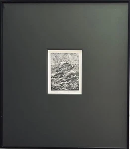 Donna Day Westerman - signed, framed, wood engraving "Waves" - Picture 1 of 7