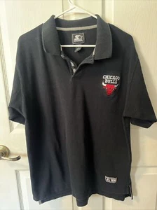 Vintage Starter Chicago Bulls Polo Shirt Mens Size Large - Picture 1 of 7