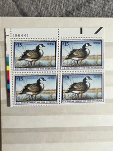 RW 64 1997 $15 Canada Goose Stamp,Mint Never Hinged-Plate Block of 4 Bonus🌟 - Picture 1 of 4