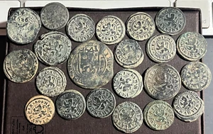 Cincin 19, sehr schöne 22 spanische Münzen Österreichische Dinastie INGENIO de SEGOVIA, (Riel) - Bild 1 von 6