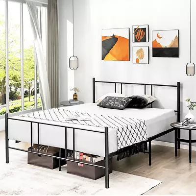 NNECW Full/Queen Size Platform Bed Frame With High Headboard And Footboard For B • 329.48£