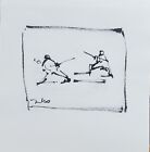 Jose Trujillo - Expressionism Pen Ink Paper 6X6 Sketch Fencing Figures Coa