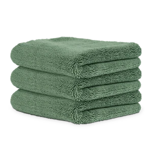 3-Pack Professional Microfiber Towel, Olive Green 16"x16" - Picture 1 of 11